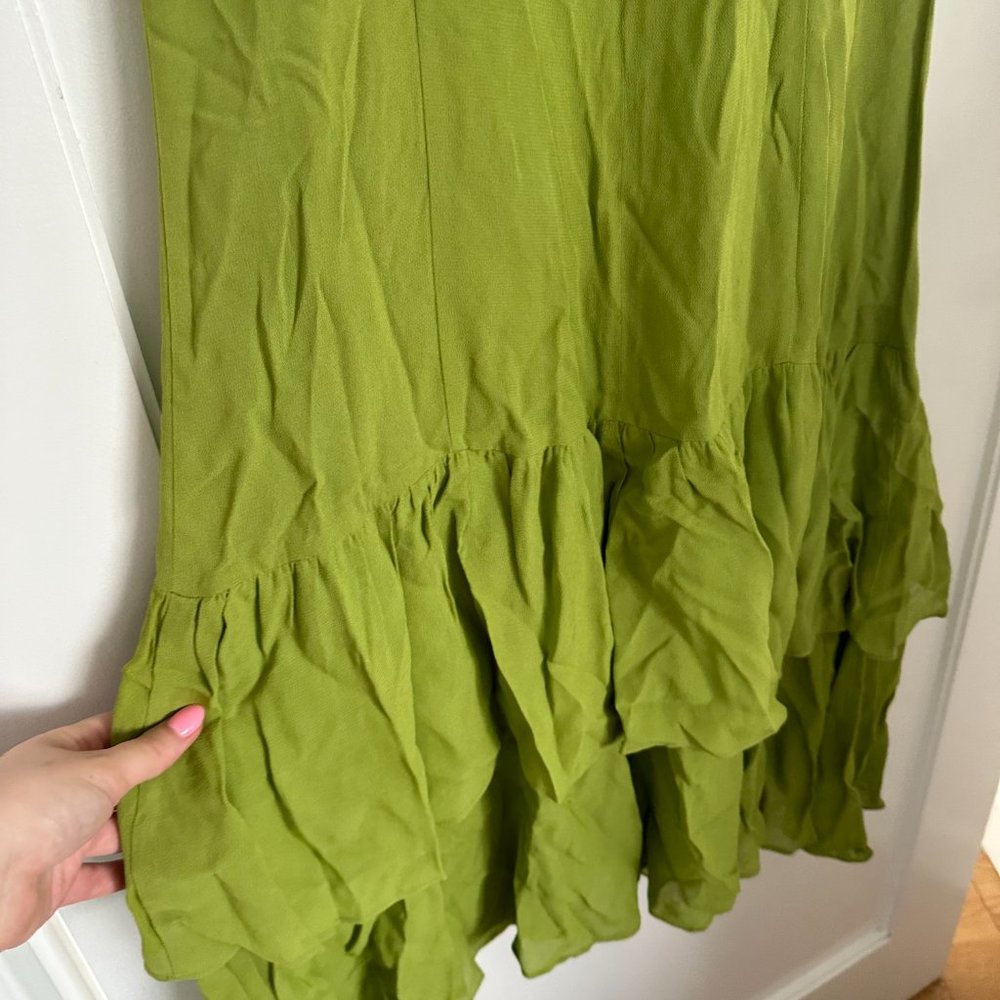 ❌SOLD❌NWT Reformation Fallon Mermaid Tiered Maxi Dress Sz 2 Avocado Ruffle Tie - Picture 10 of 10